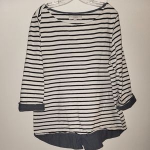 Loft striped 2/1 sweater shirt 2XL Navy/White